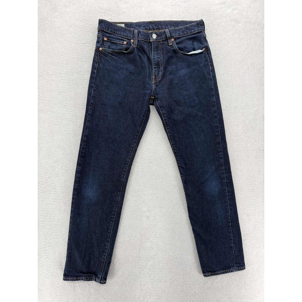 Levis Premium 502 Jeans Mens 32x30 Blue Dark Wash Regular Tapered Stretch Denim
